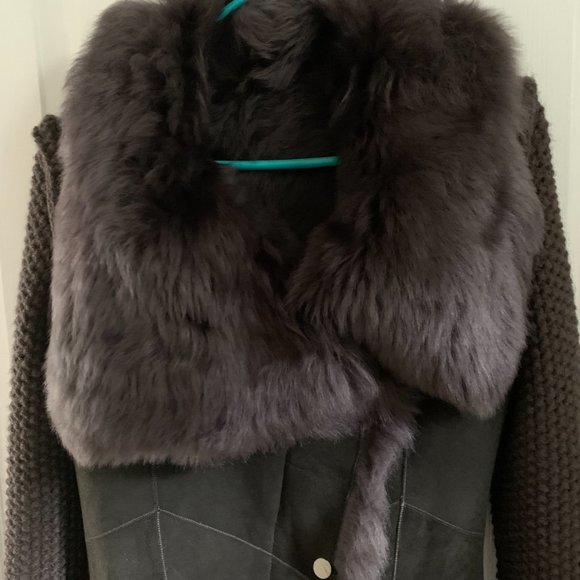 New Armando Diaz Stylish, Beautiful, Gray Genuine Toscana Lamb Shearling Jacket - Picture 2 of 9